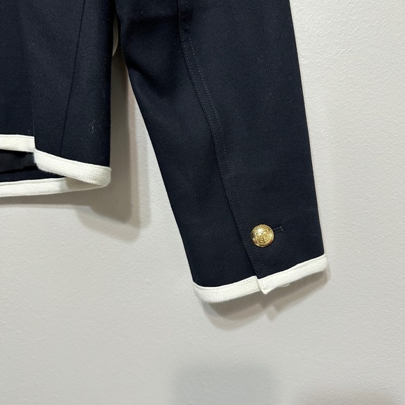 Talbots Military Peplum Jacket Womens 2P Black Gold Button Cotton Classic Preppy - Picture 4 of 15